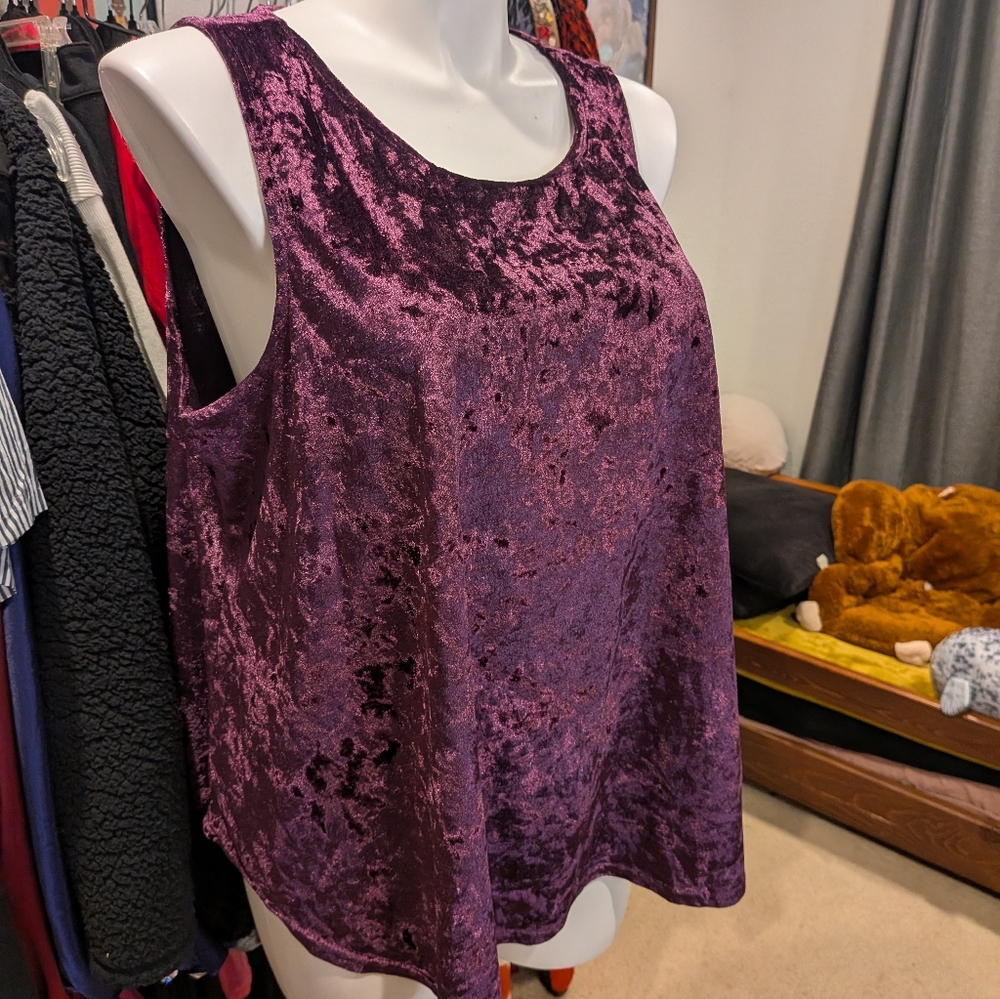 Purple Velvet Sleeveless Top - 3X